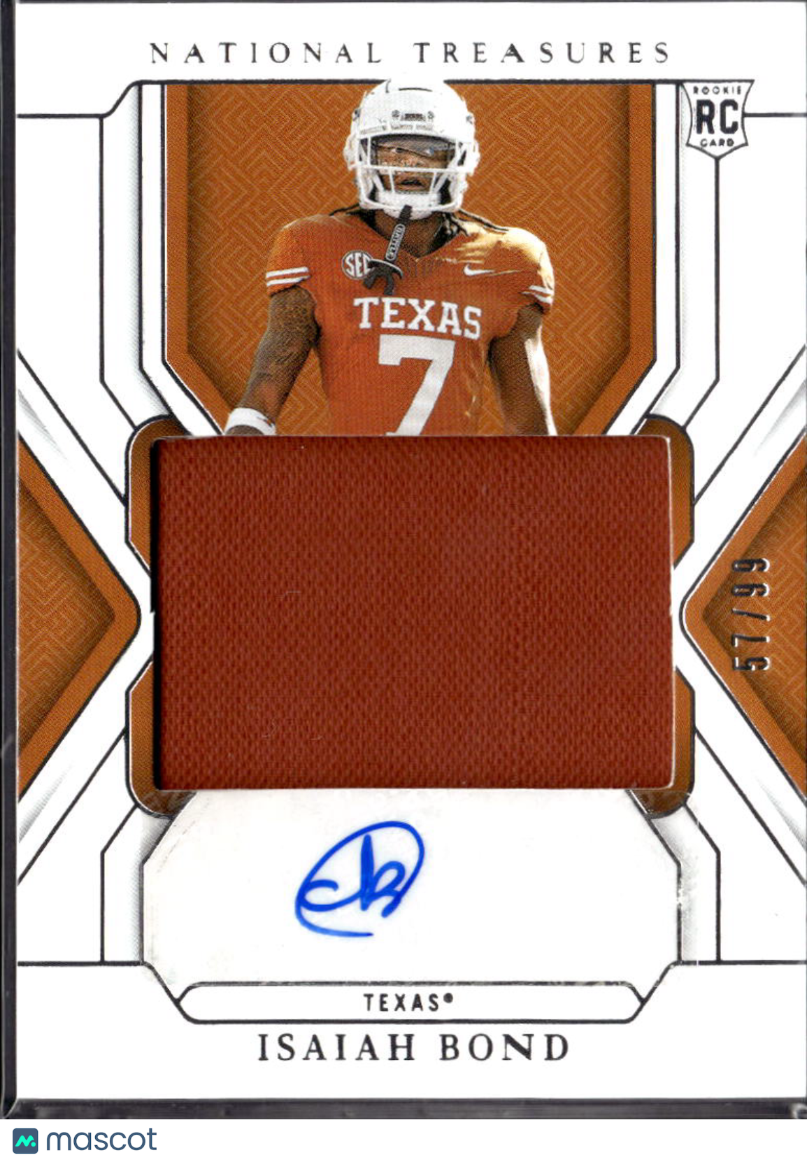 Isaiah Bond 2025  National Treasures Auto Autograph Patch RC /99 Texas Longhorns