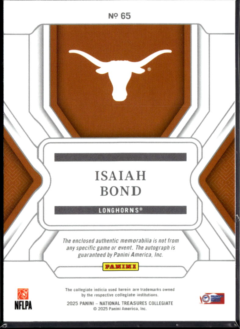 Isaiah Bond 2025  National Treasures Auto Autograph Patch RC /99 Texas Longhorns