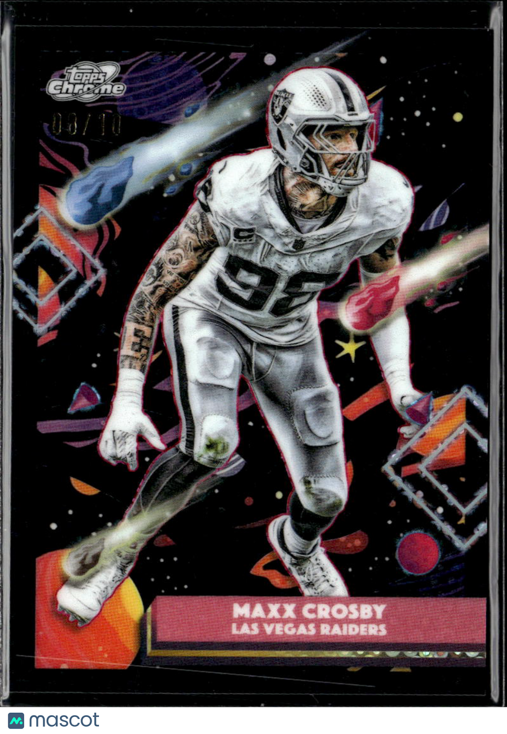 Maxx Crosby 2025 Topps Chrome Cosmic Black Refractor 8/10 Las Vegas Raiders