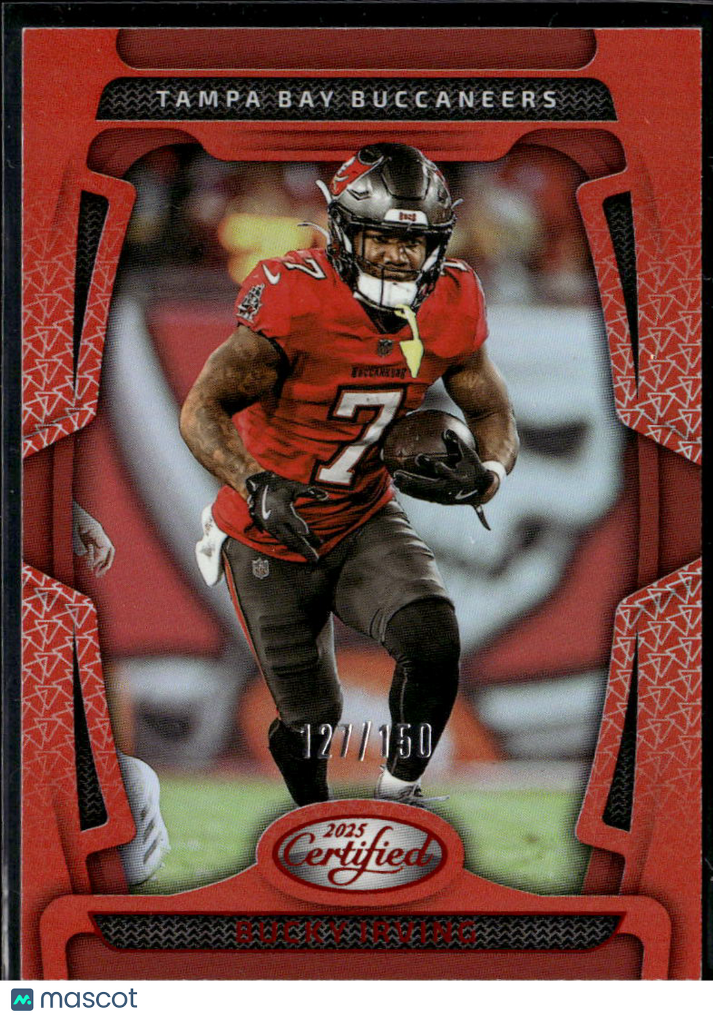 Bucky Irving 2025 Certified Mirror Orange 127/150 Tampa Bay Buccaneers