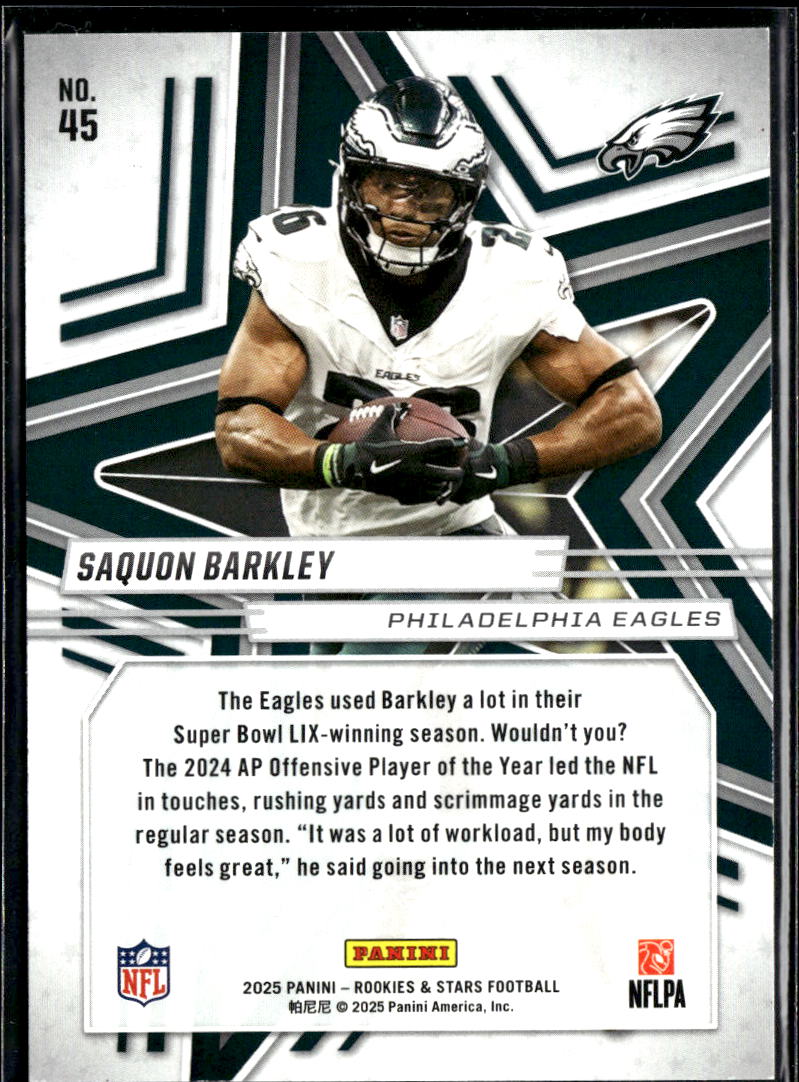 Saquon Barkley 2025 Panini Rookies & Stars Purple Philadelphia Eagles