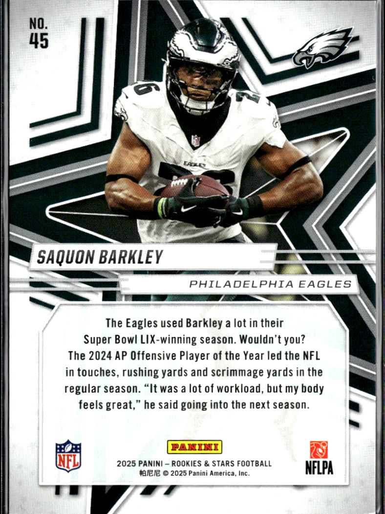 Saquon Barkley 2025 Rookies & Stars Orange 143/249 Philadelphia Eagles