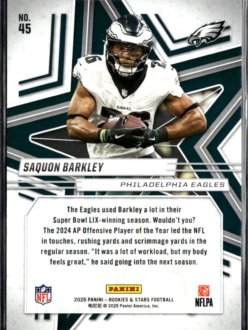 Saquon Barkley 2025 Rookies & Stars Purple 273/999 Philadelphia Eagles