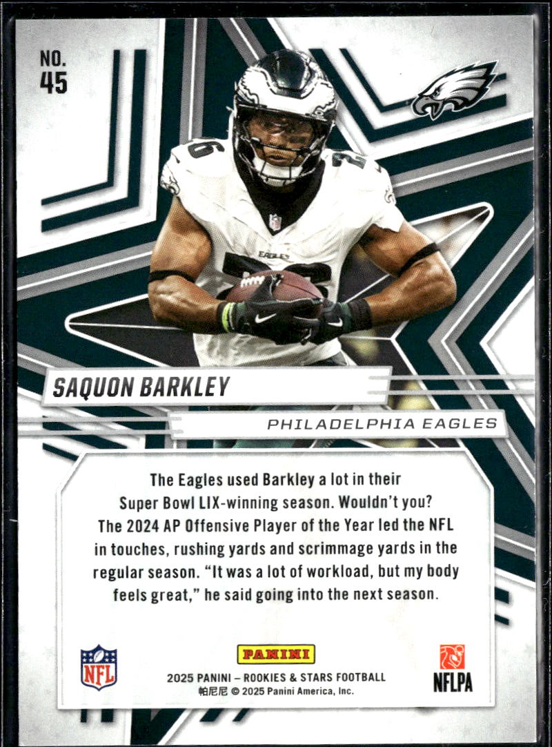 Saquon Barkley 2025 Rookies & Stars Purple 262/999 Philadelphia Eagles