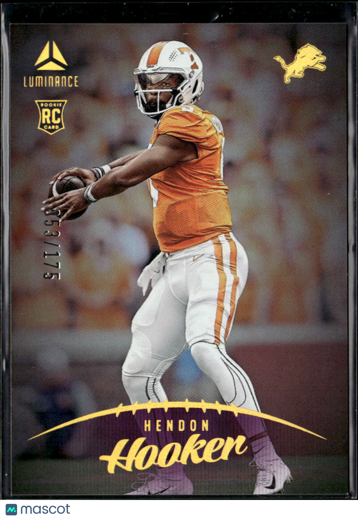 Hendon Hooker 2023 Luminance Rookie Purple RC /175 Detroit Lions