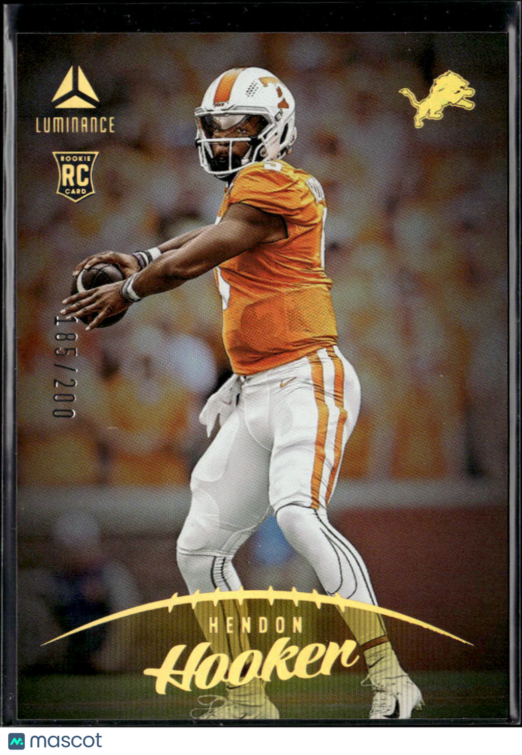 Hendon Hooker 2023 Luminance Yellow Rookie RC /200 Detroit Lions