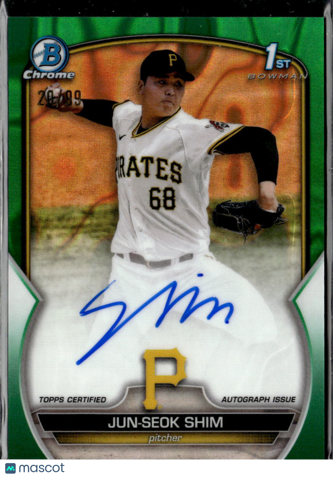Jun-Seok Shim 2023 Bowman Chrome 1st Auto Autograph /99 Pittsburgh Pirates