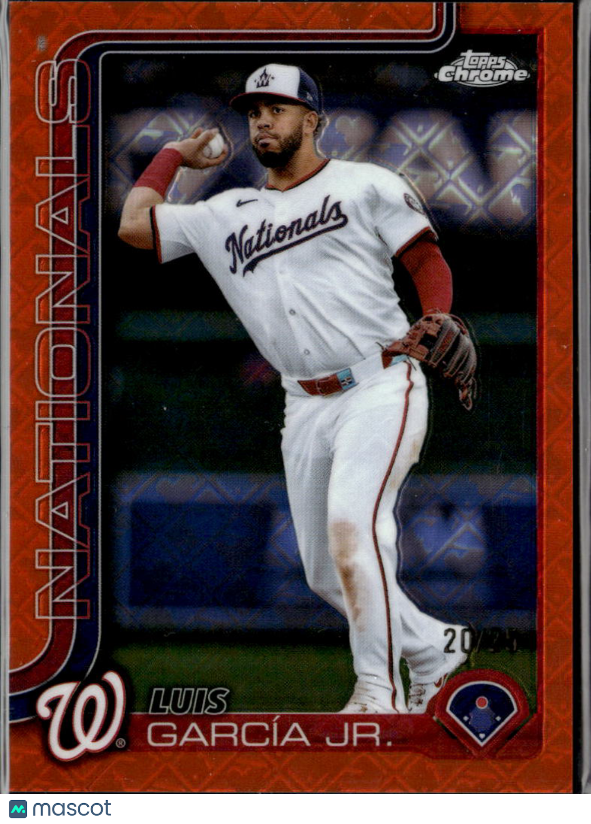Luis García Jr. 2025 Topps Chrome Orange Logofractor 20/25 Washington Nationals