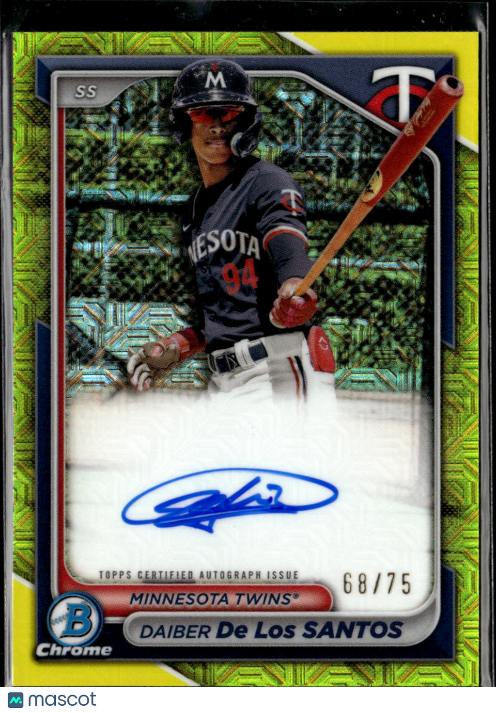 Daiber De Los Santos 2024 Bowman Chrome Auto Autograph 68/75 Minnesota Twins