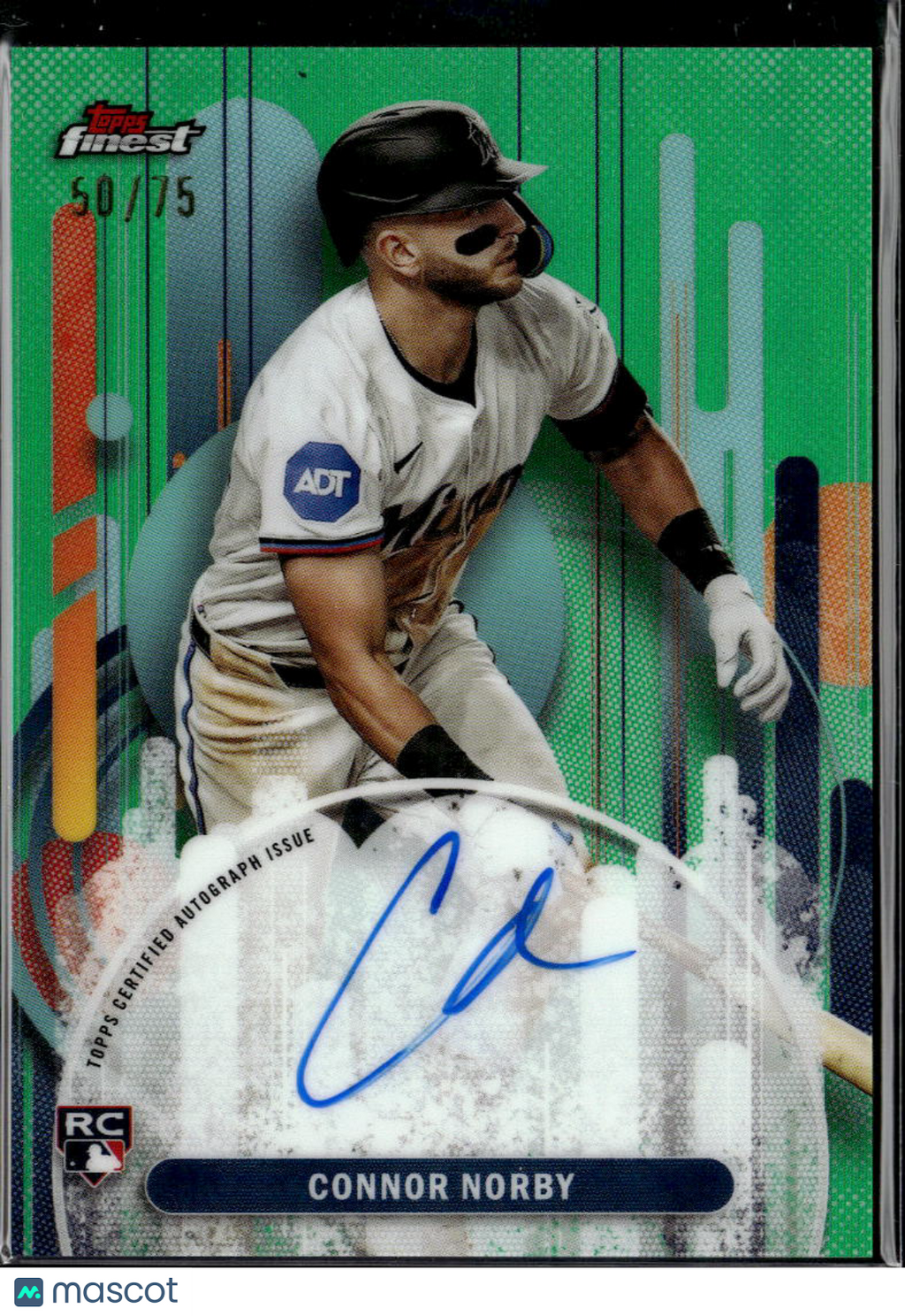 Connor Norby 2025 Topps Finest Auto Autograph RC 50/75 Miami Marlins