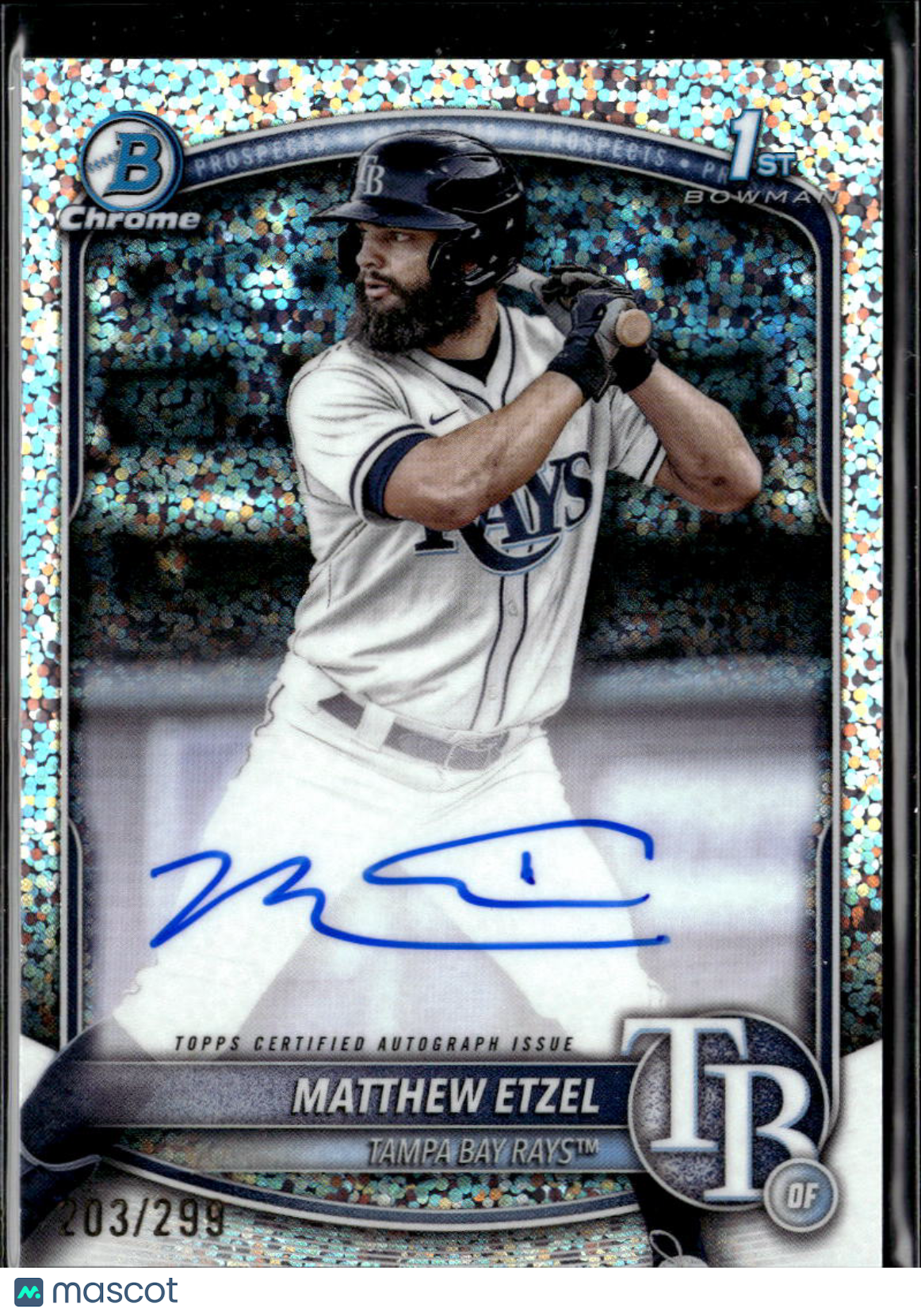 Matthew Etzel 2025 Bowman Chrome 1st Auto Autograph 203/299 Tampa Bay Rays
