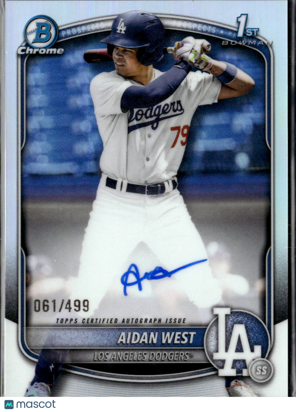 Aidan West 2025 Bowman Chrome 1st Auto Autograph 61/499 Los Angeles Dodgers