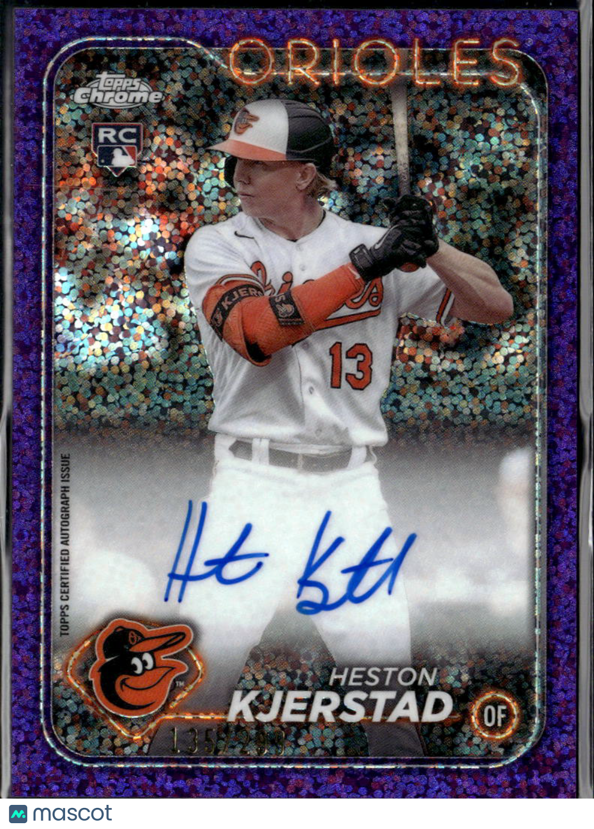 Heston Kjerstad 2024 Topps Chrome Auto Autograph RC 135/299 Baltimore Orioles