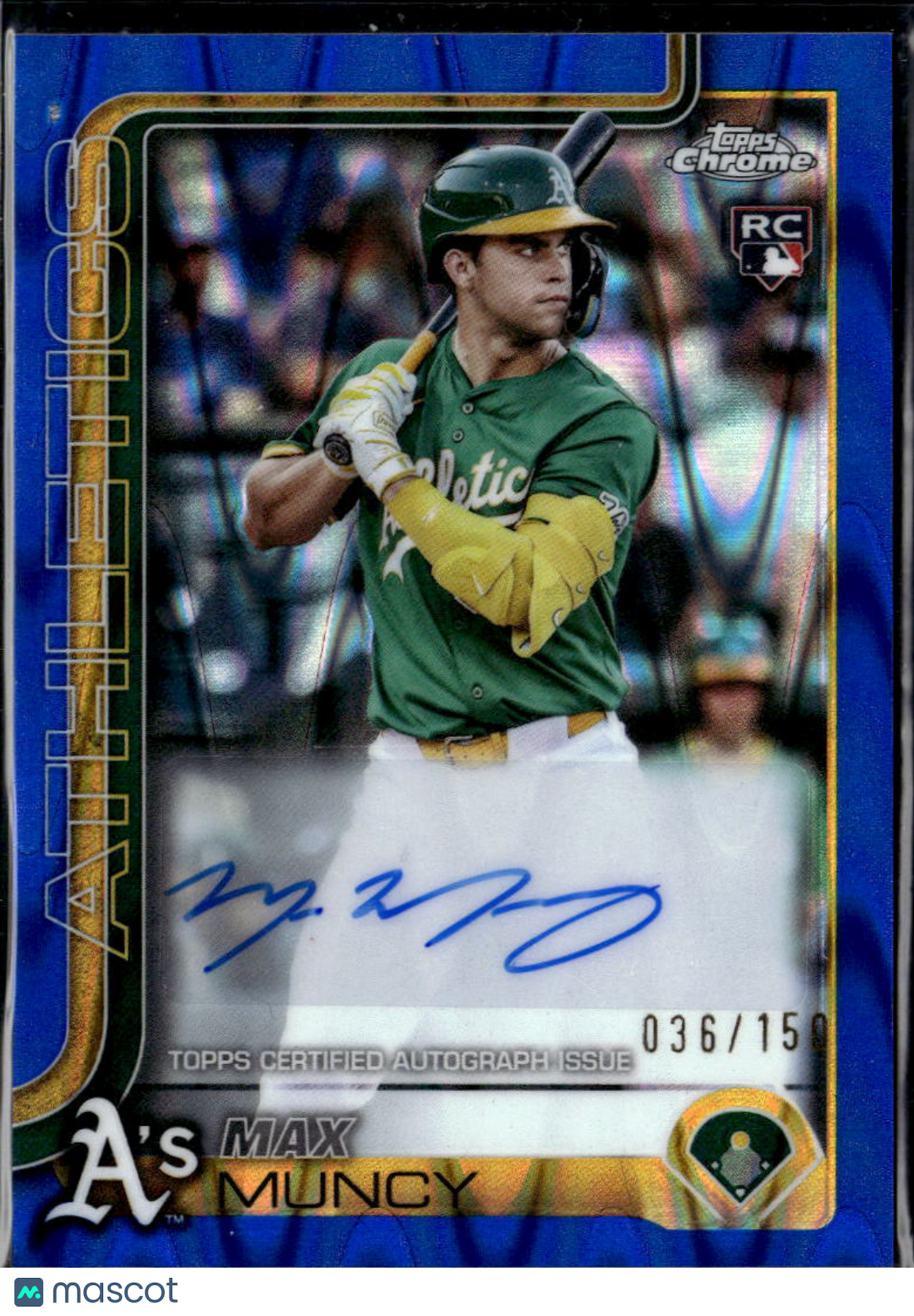 Max Muncy 2025 Topps Chrome Auto Autograph RC 36/150 Oakland Athletics