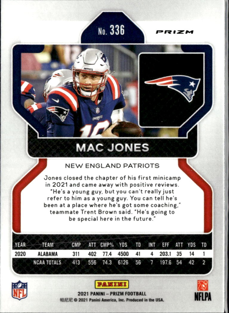 Mac Jones 2021 Prizm Red Ice Prizm Rookie RC New England Patriots