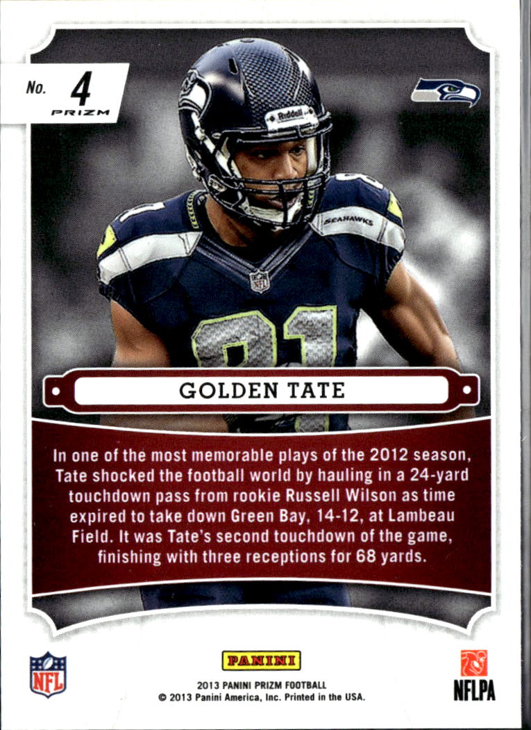 Golden Tate 2013 Panini Prizm Monday Night Heroes Blue Prizm Seattle Seahawks