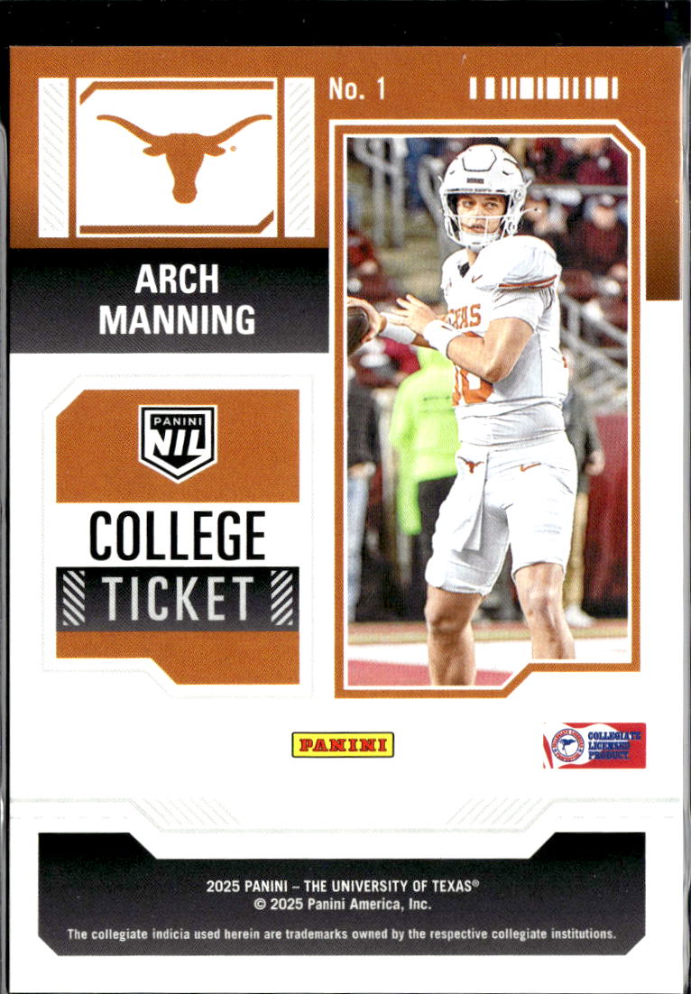 Arch Manning 2025 Contenders Rookie RC Lava 167/199 Texas Longhorns