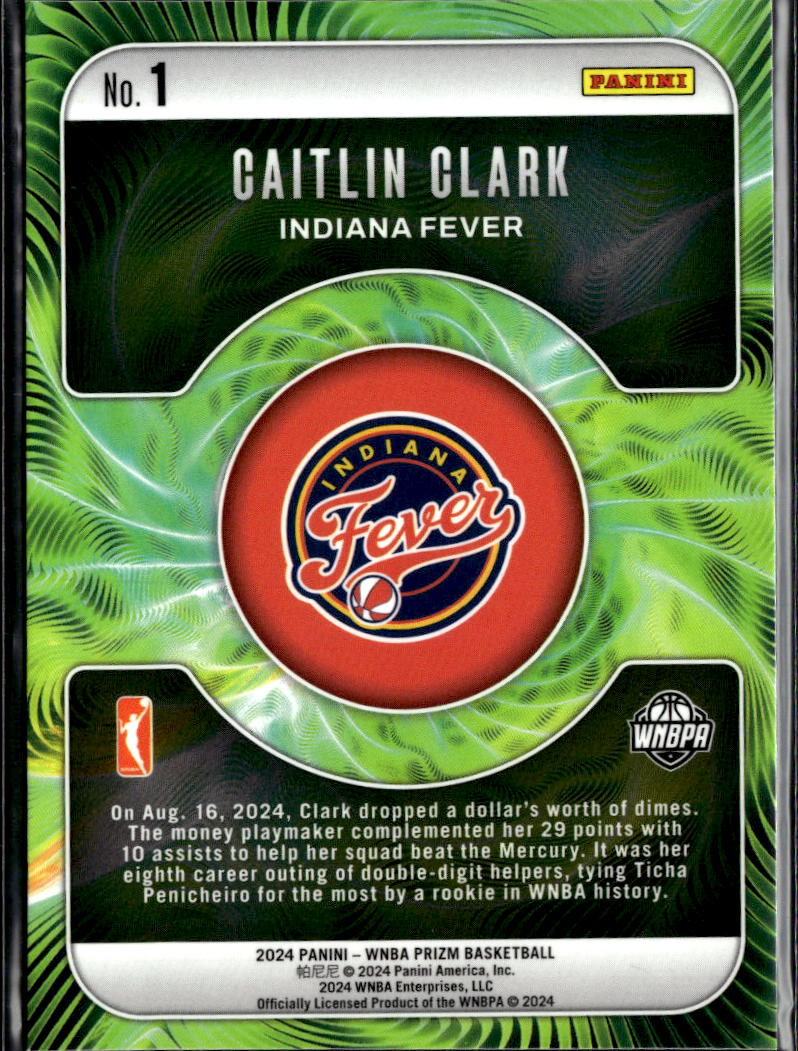 Caitlin Clark 2024 Panini Prizm RC Rookie Fractal Indiana Fever
