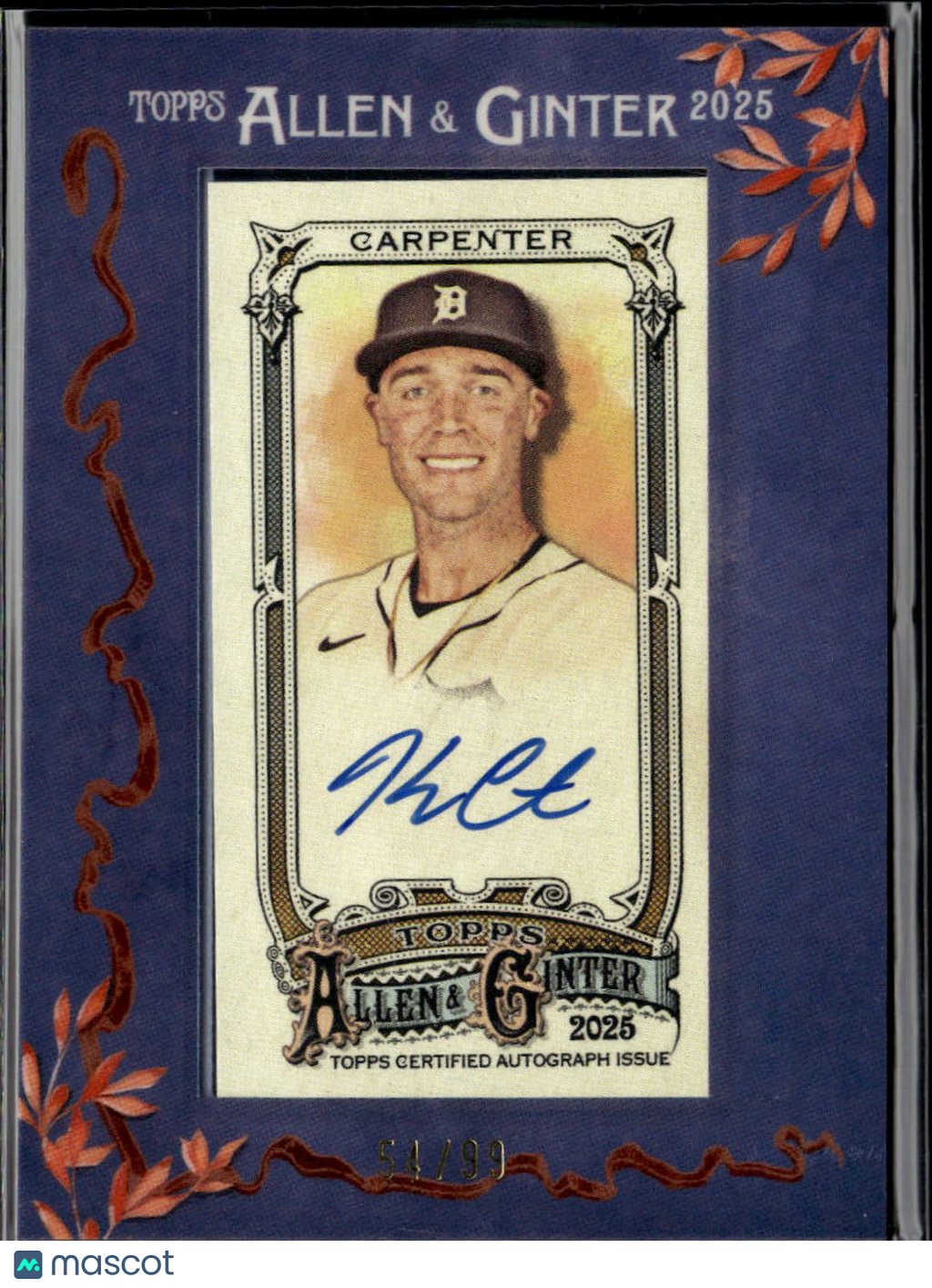 Kerry Carpenter 2025 Allen & Ginter Auto Autograph 54/99 Detroit Tigers
