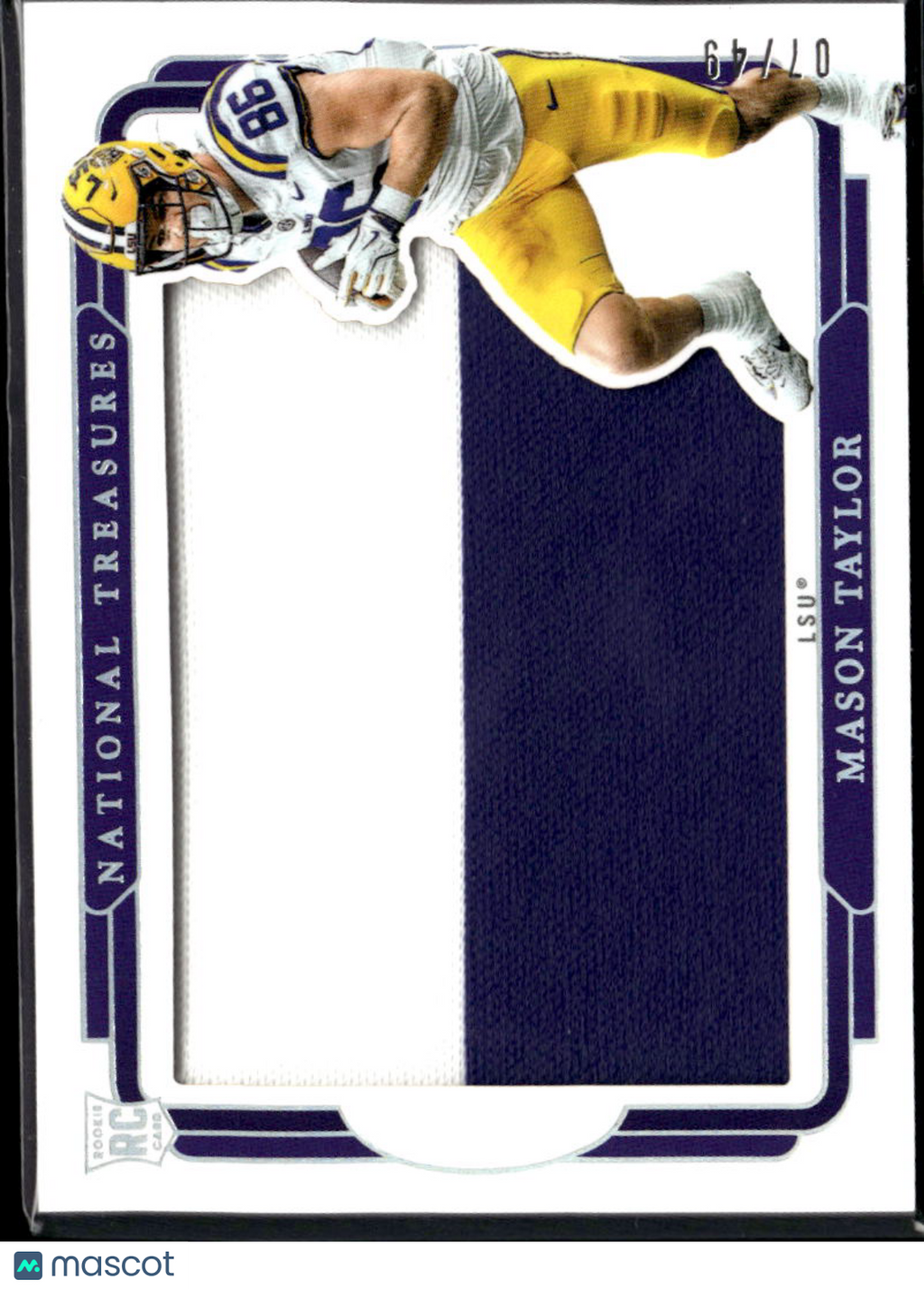 Mason Taylor 2023 Panini National Treasures Collegiate RC Jumbo Patch LSU Tigers