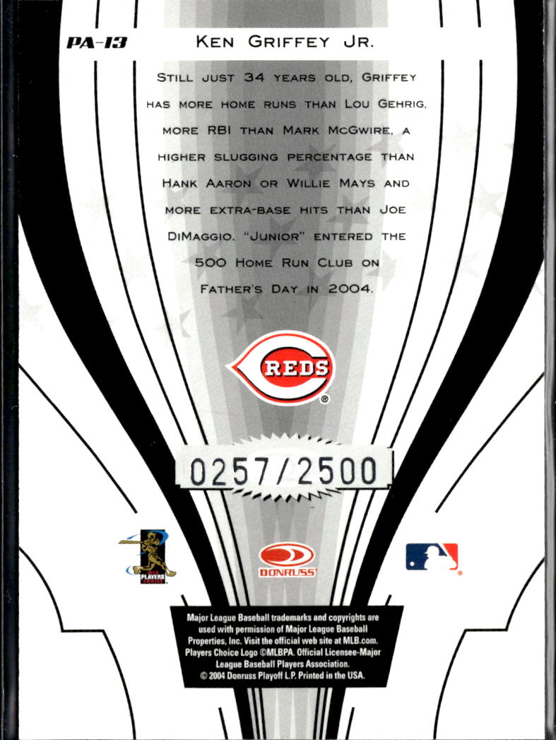 Ken Griffey Jr. 2005 Donruss Power Alley 0257/2500 Cincinnati Reds