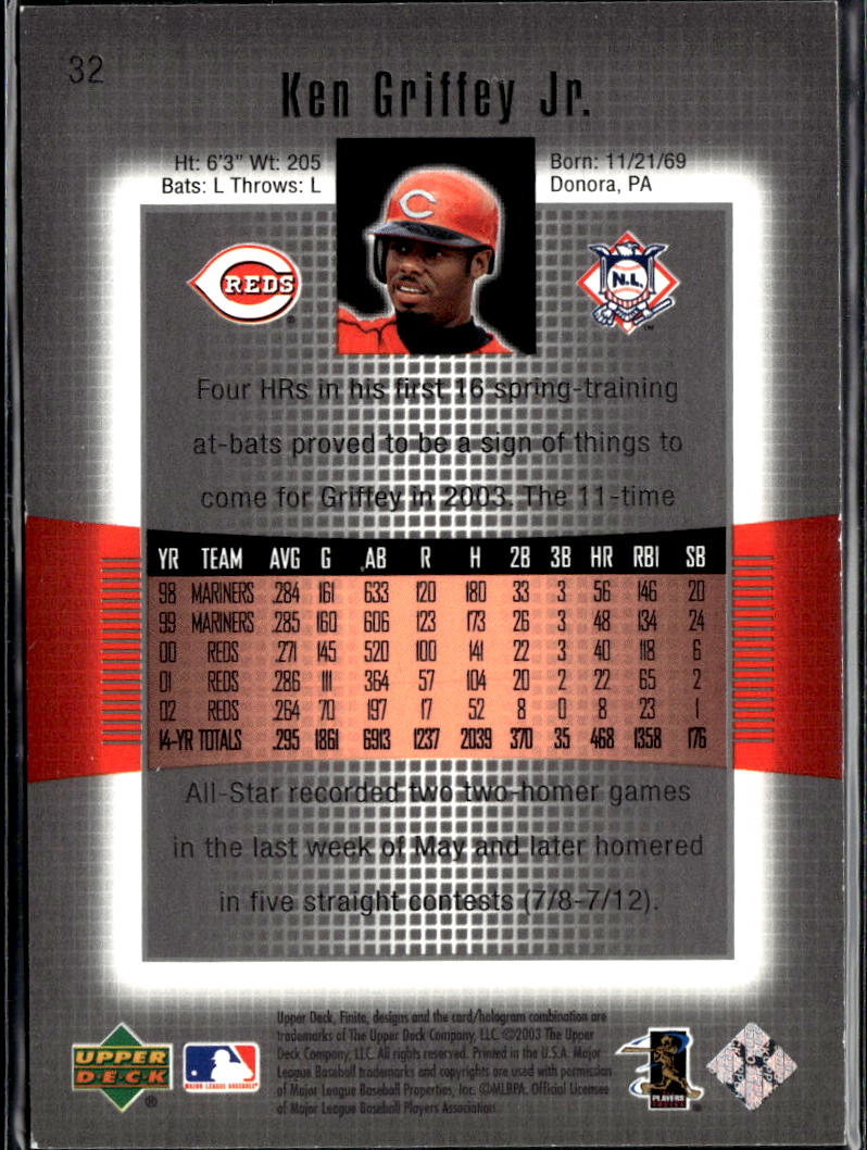 Ken Griffey Jr. 2003 Upper Deck Finite 0799/1999 Cincinnati Reds