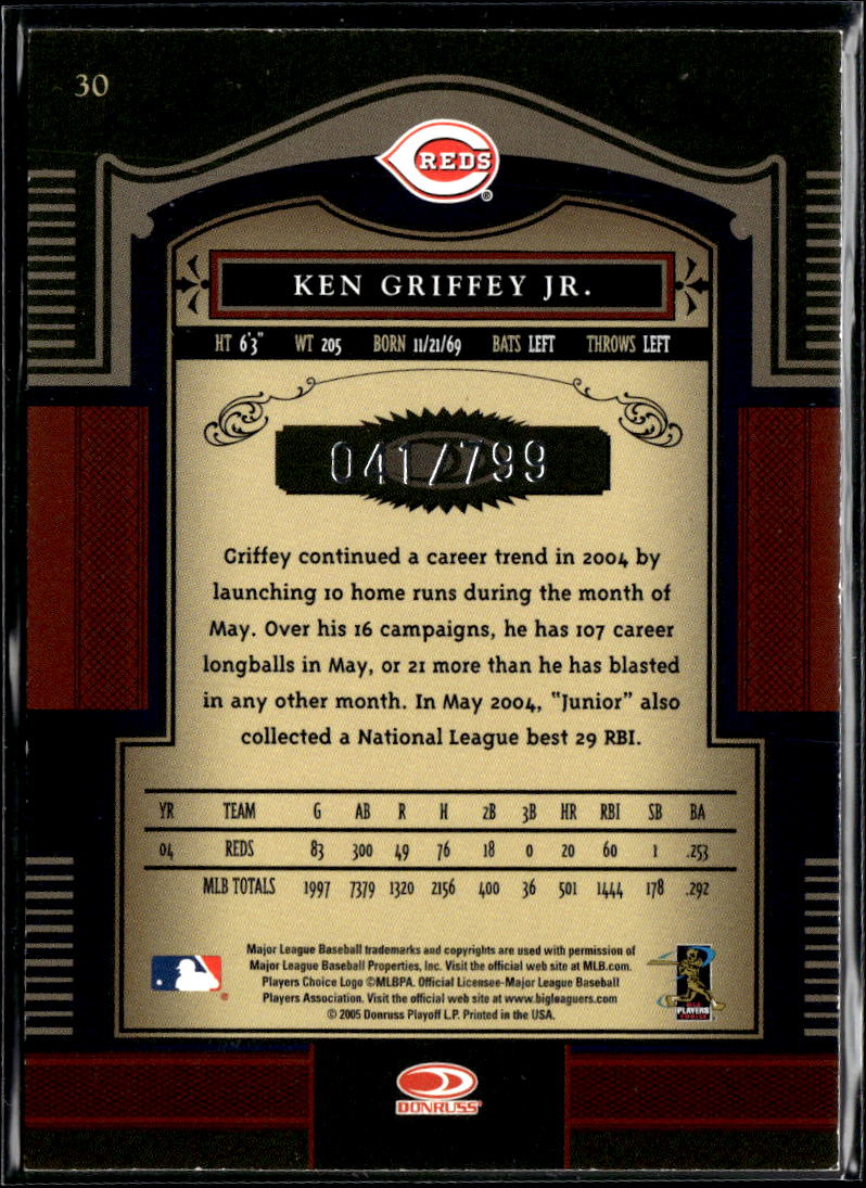 Ken Griffey Jr. 2005 Donruss Timeless Treasures 41/799 Cincinnati Reds