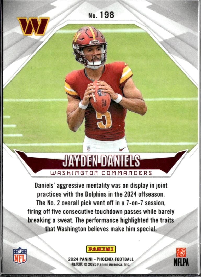 Jayden Daniels 2025 Phoenix Purple Rookie RC Washington Commanders