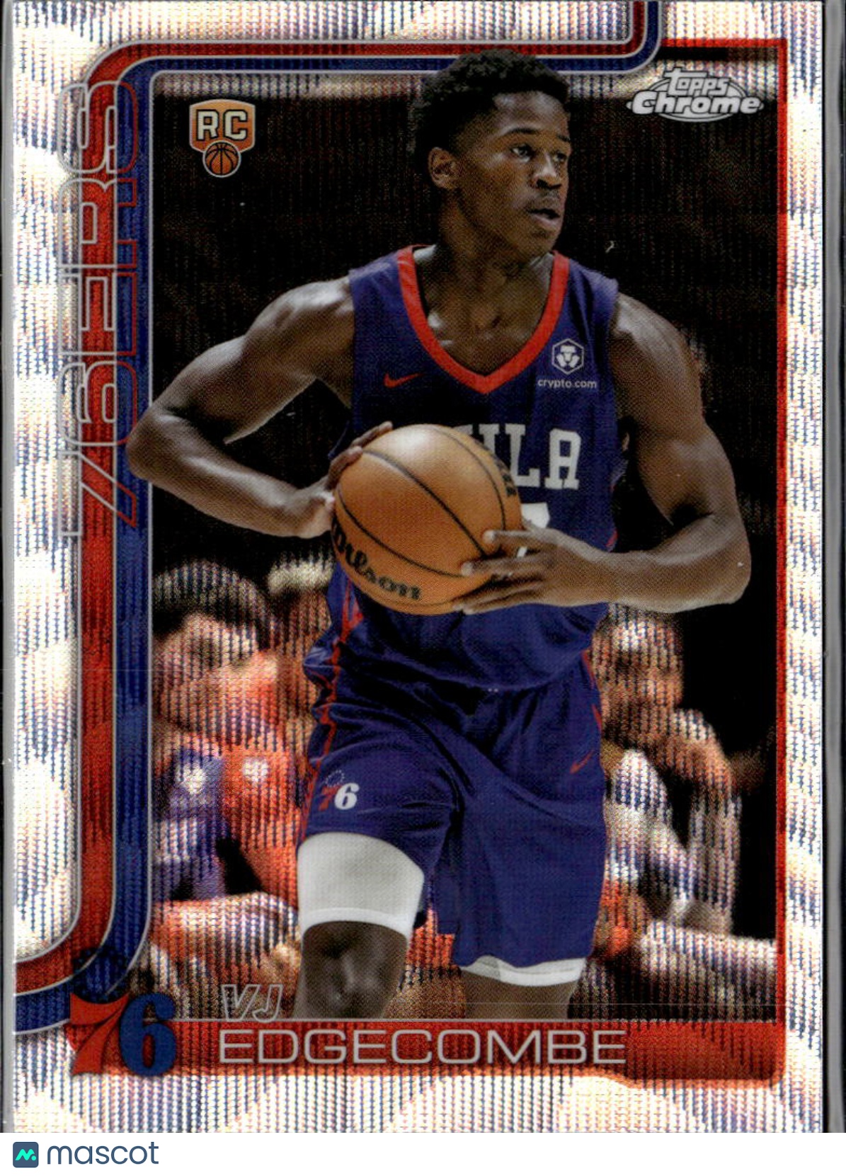 VJ Edgecombe 2025 Topps Chrome RC Wave Refractor Philadelphia 76ers