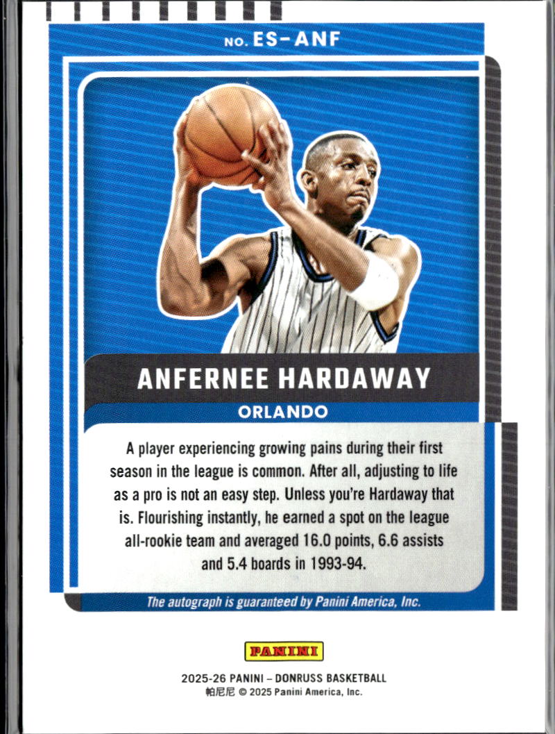 Anfernee Hardaway 2025 Donruss Auto Autograph Holo 6/75 Orlando Magic
