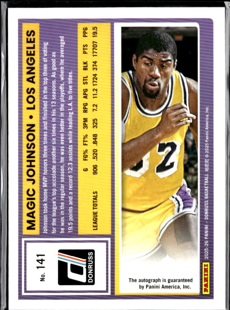 Magic Johnson 2025 Donruss Auto Autograph 6/25 Los Angeles Lakers