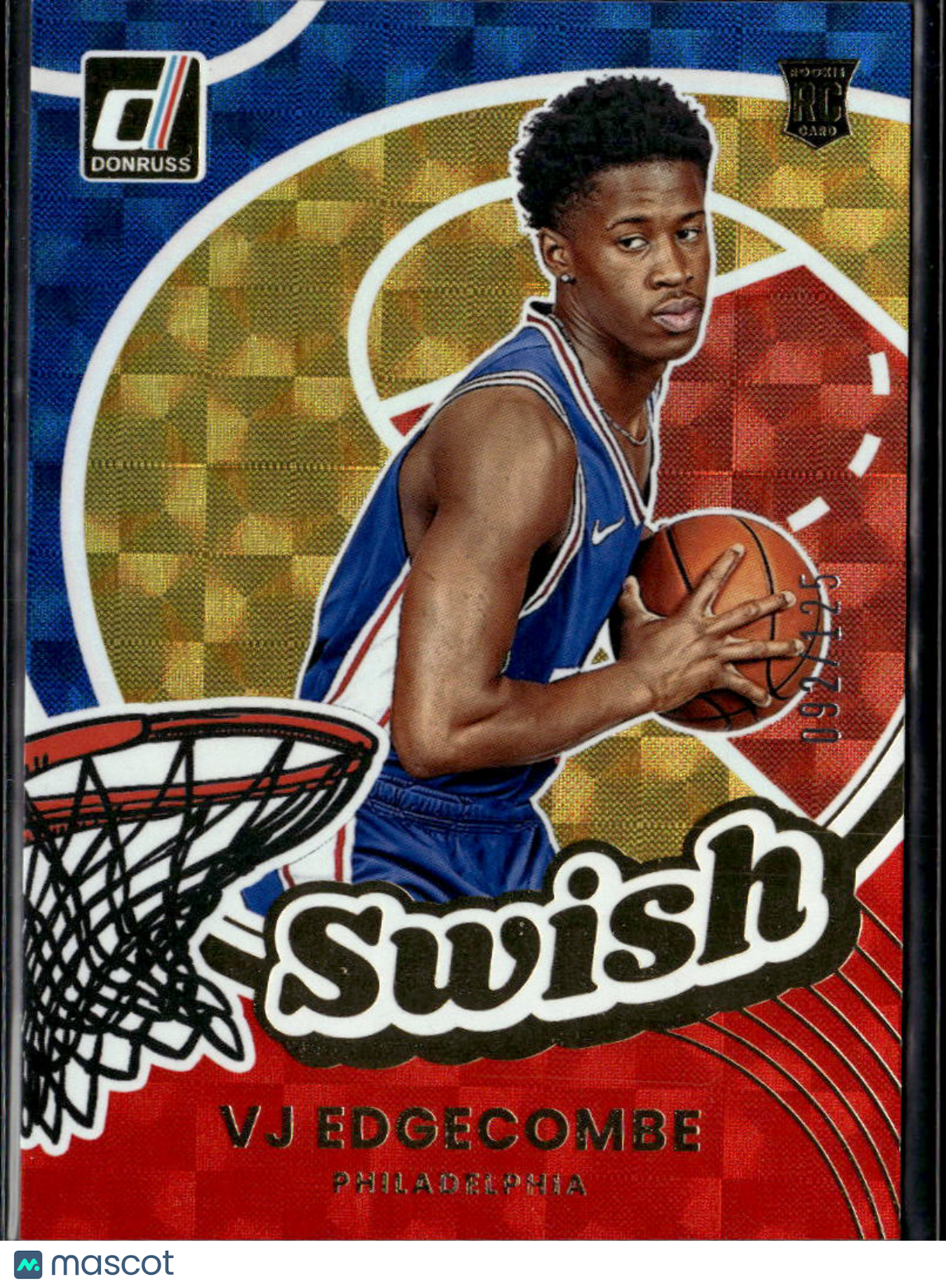 VJ Edgecombe 2025 Donruss Swish Rookie RC 92/125 Philadelphia 76ers