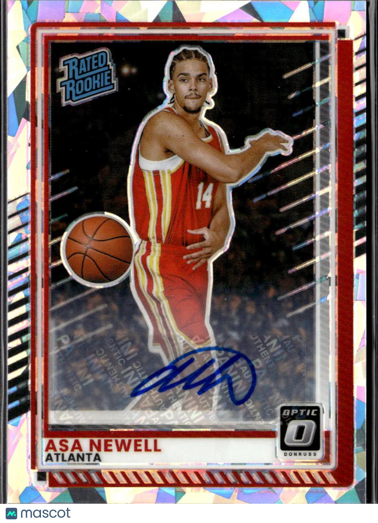 Asa Newell 2025 Optic Rated Rookie Auto Autograph Ice 15/25 Atlanta Hawks