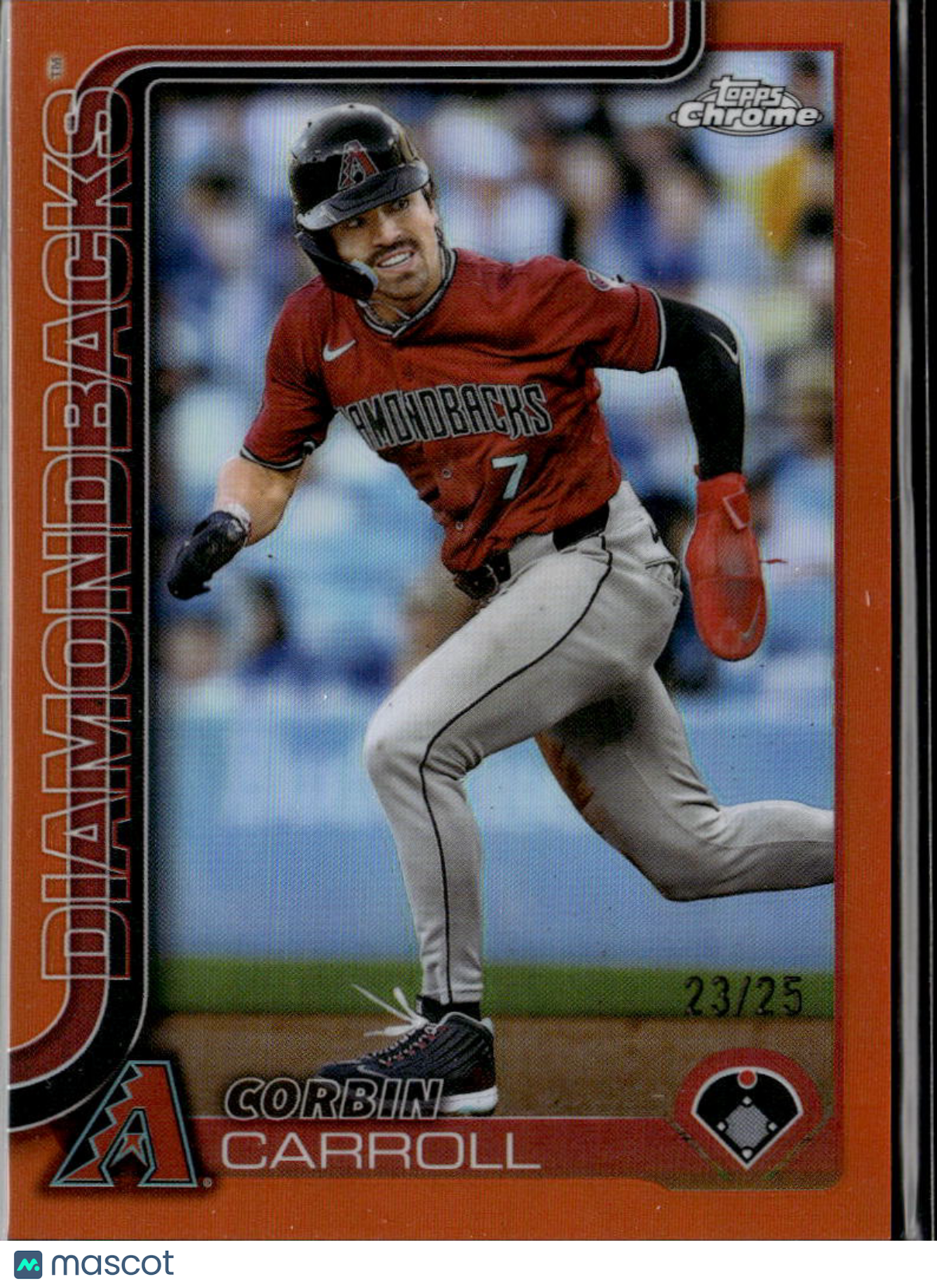 Corbin Carroll 2025 Topps Chrome Orange Refractor 23/25 Arizona Diamondbacks