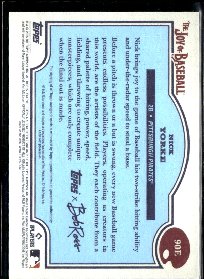 Nick Yorke 2025 Topps Bob Ross The Joy of Baseball RC Auto Autograph /35 Pirates