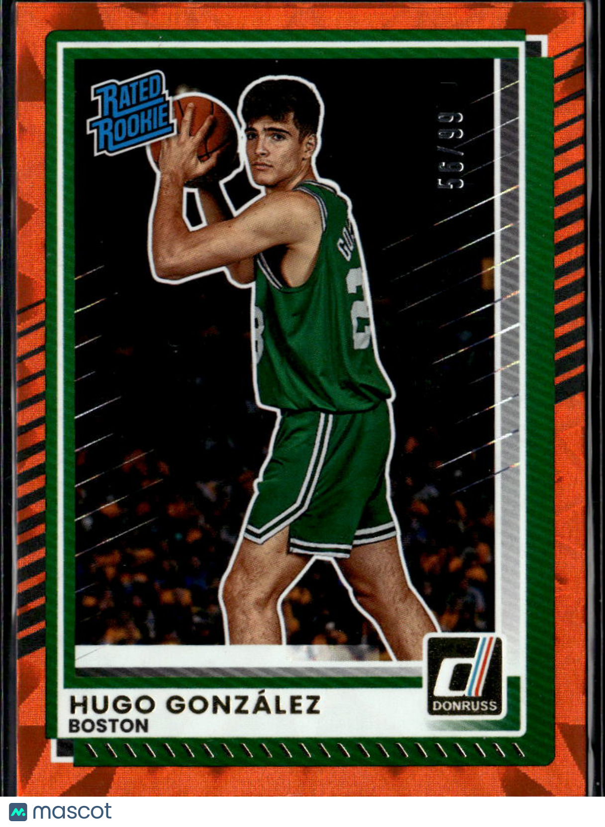 Hugo Gonzalez 2025 Donruss Rated Rookie Orange RC 56/99 Boston