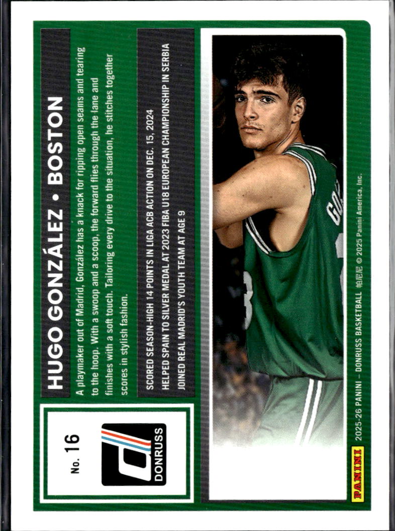 Hugo Gonzalez 2025 Donruss Rated Rookie Orange RC 56/99 Boston