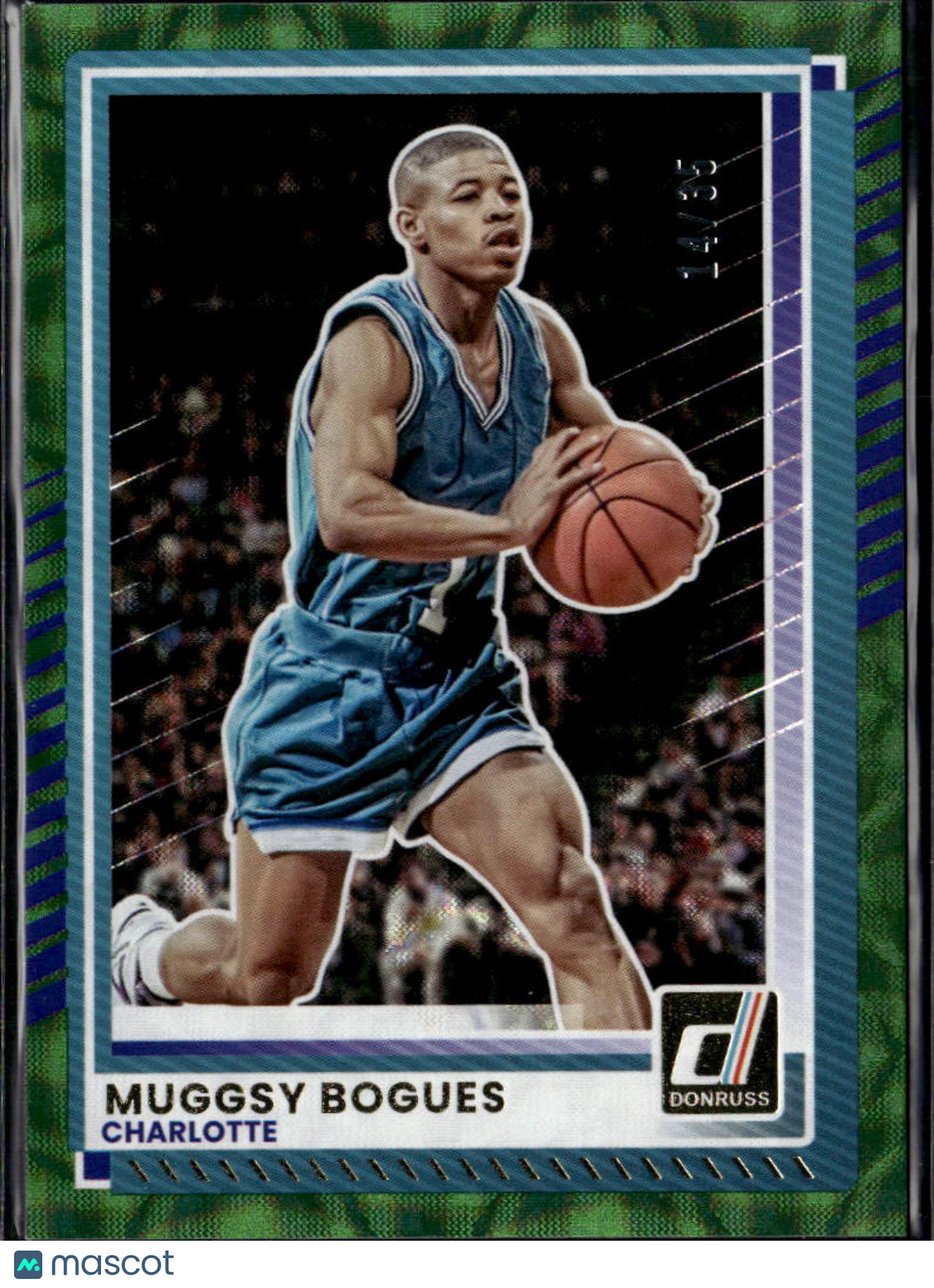 Muggsy Bogues 2025 Donruss Green Parallel 14/35 Charlotte Hornets