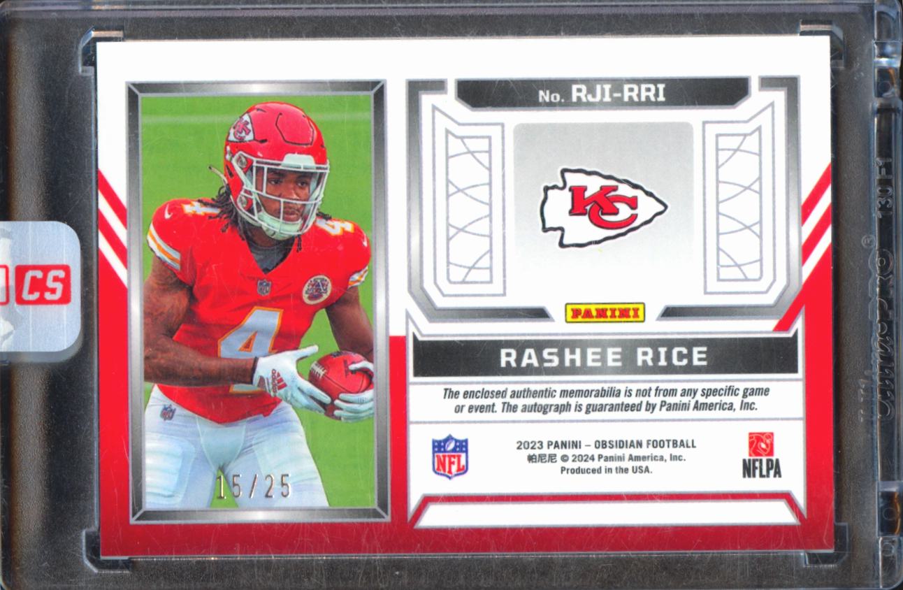 Rashee Rice 2023 Obsidian Auto Autograph Patch RC 15/25 Kansas City Chiefs