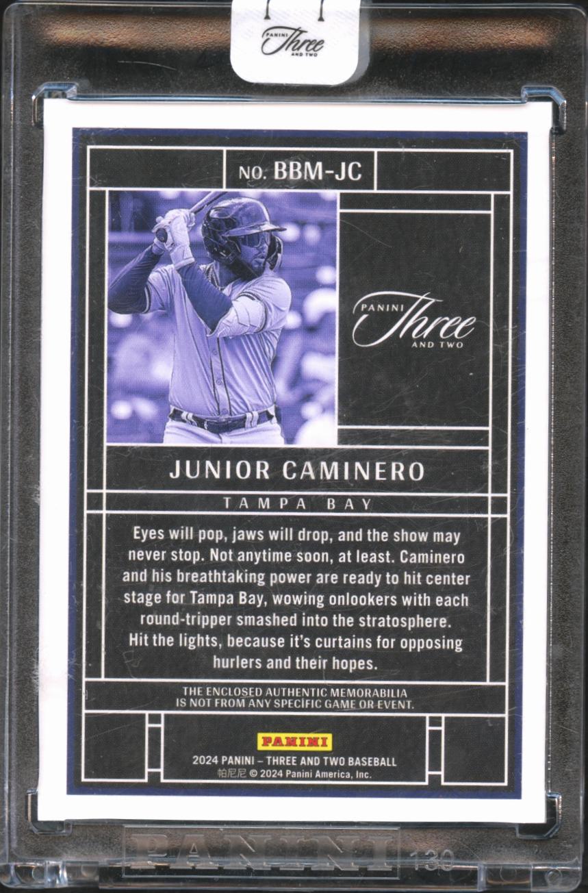 Junior Caminero 2024 Panini Three and Two Jersey Patch RC 25/32 Tampa Bay Rays