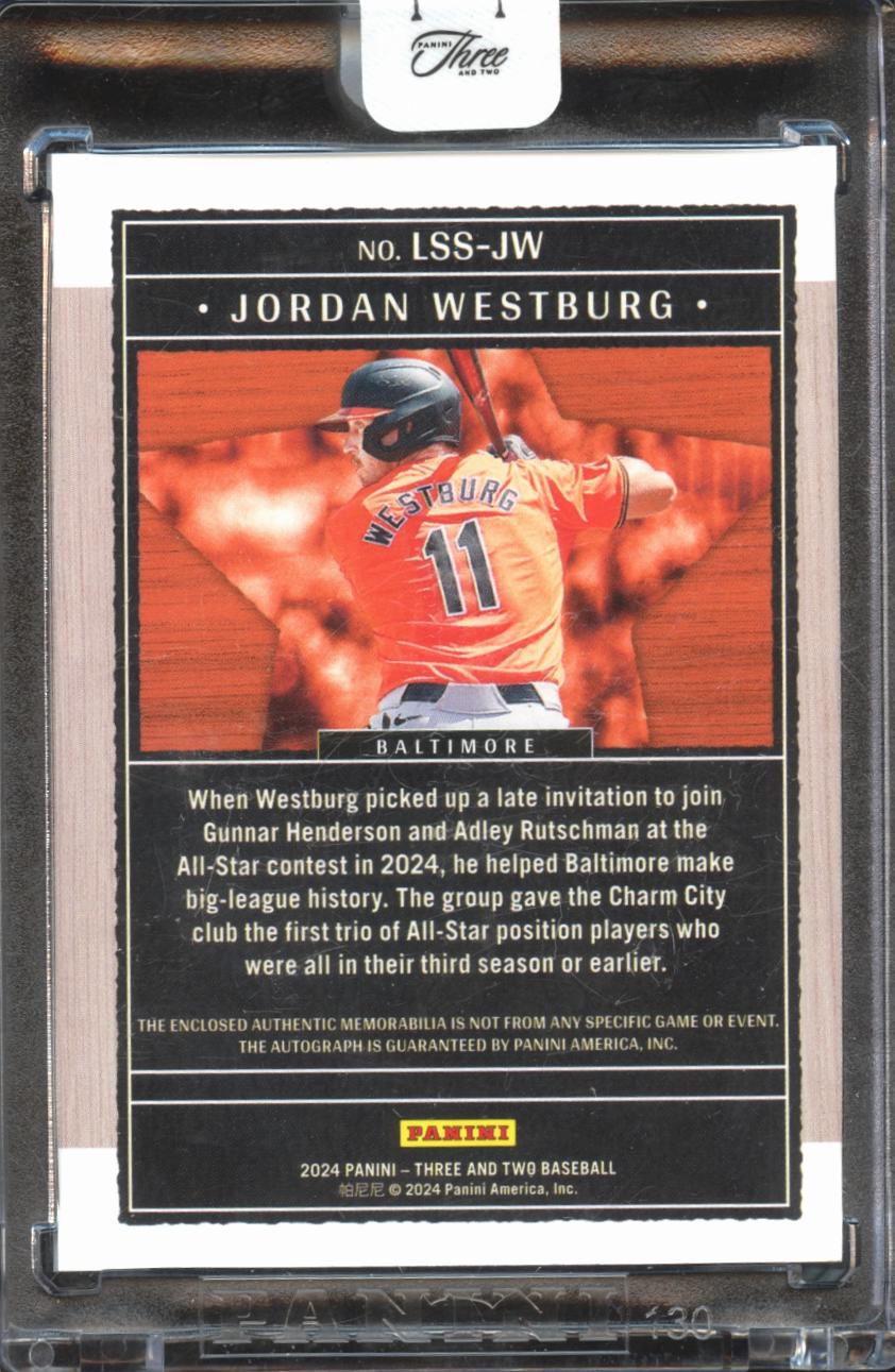 Jordan Westburg 2024 Panini Three and Two Auto Autograph Patch RC 23/32 Orioles