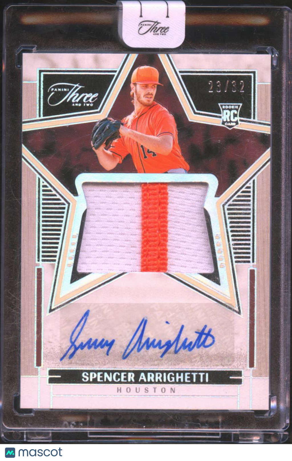 Spencer Arrighetti 2024 Panini Three and Two Auto Autograph Patch 23/32 Astros