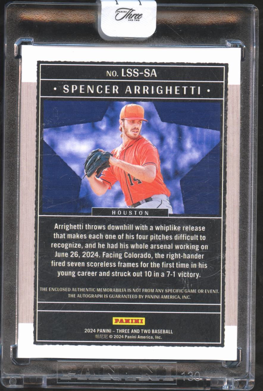 Spencer Arrighetti 2024 Panini Three and Two Auto Autograph Patch 23/32 Astros