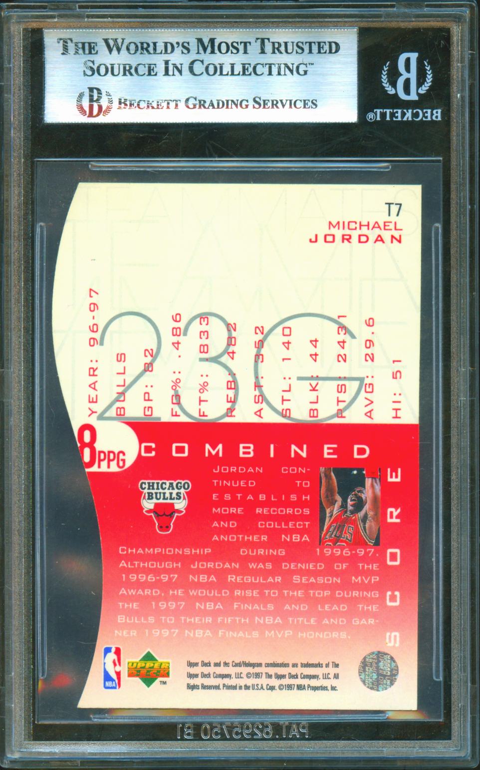 Michael Jordan 1997-98 Upper Deck Teammates Die-Cut Chicago Bulls #T7 BGS 8.5