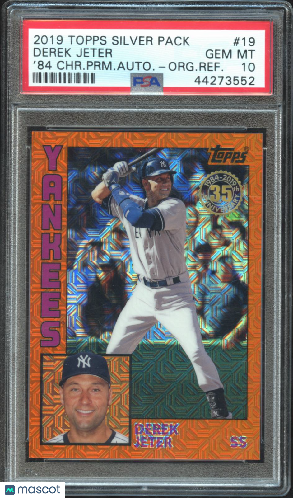 Derek Jeter 2019 Topps Chrome '84 Orange Refractor New York Yankees 10/25 PSA 10