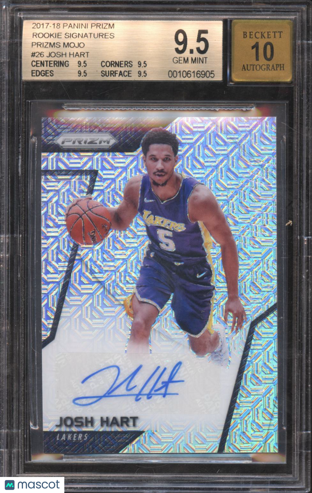Josh Hart 2017 Prizm Mojo Prizm Auto Autograph RC Lakers 13/25 BGS 9.5 Auto 10