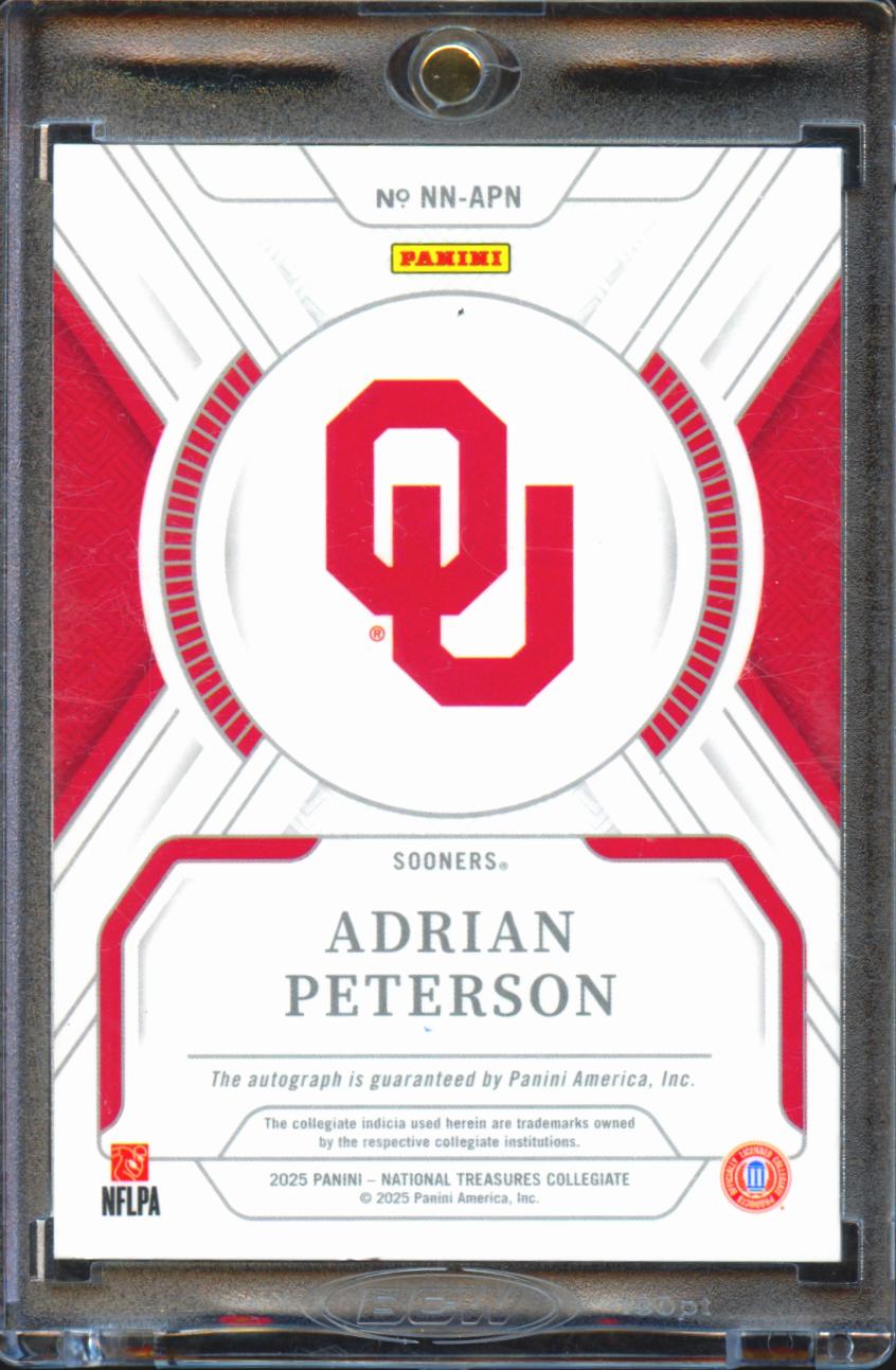 Adrian Peterson 2025 National Treasures Auto Autograph 4/25 Oklahoma Sooners