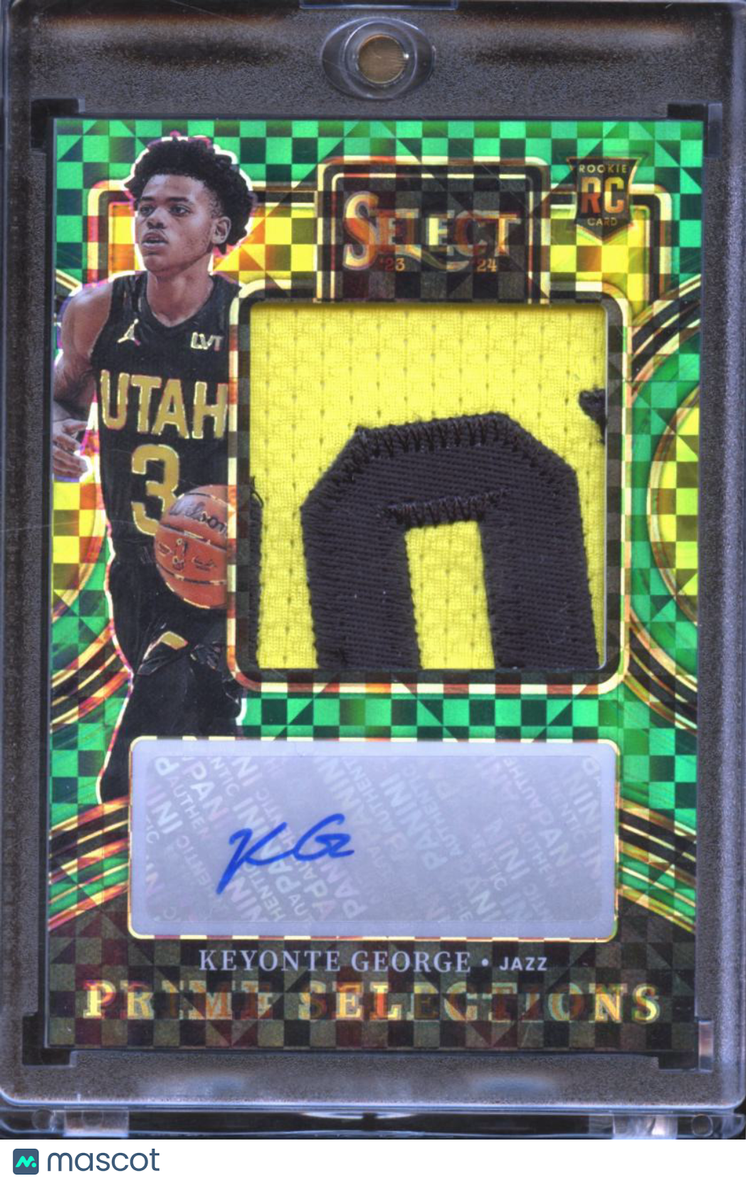 Keyonte George 2023-24 Select Auto Autograph Patch Ermerald RC 5/5 Utah Jazz
