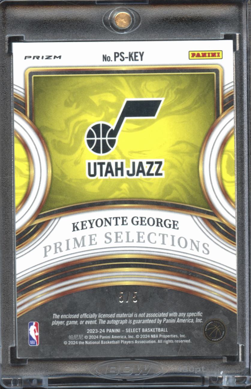 Keyonte George 2023-24 Select Auto Autograph Patch Ermerald RC 5/5 Utah Jazz