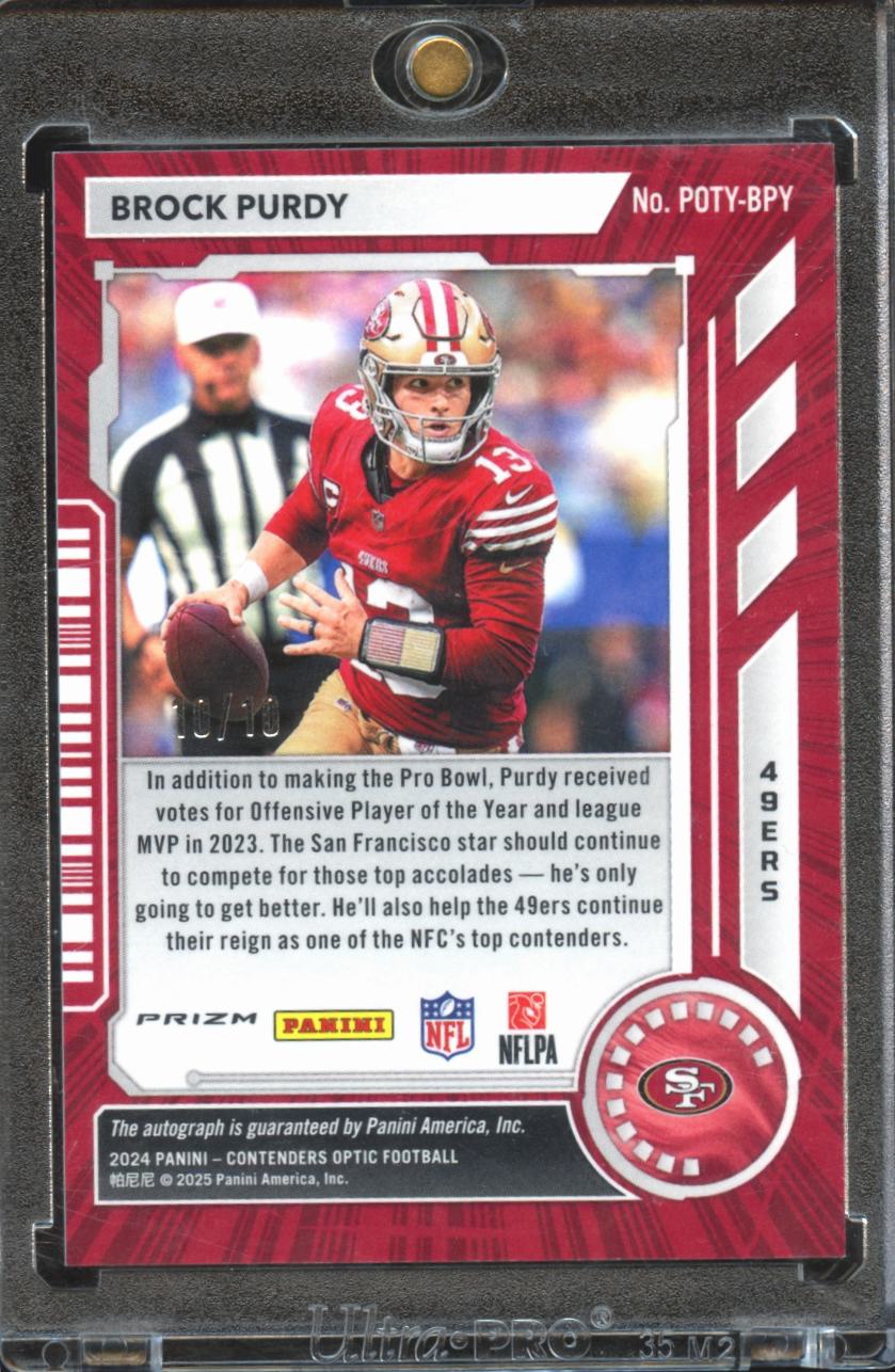 Brock Purdy 2024 Contenders Optic GOLD Auto Autograph 10/10 San Francisco 49ers